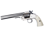 Револьвер пневматический ASG Schofield 6” (Schofield 2) Silver & Ivory Grip (пулевой)