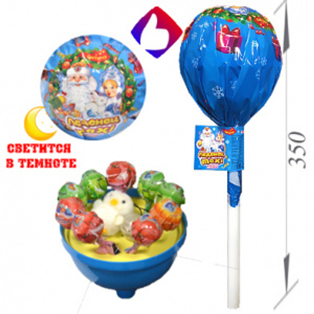 ЛИЗУНЕЦ MAXI  НОВОГОДНИЙ СВЕТЯЩИЙСЯ +2 сюрприза+тату 108г*24шт