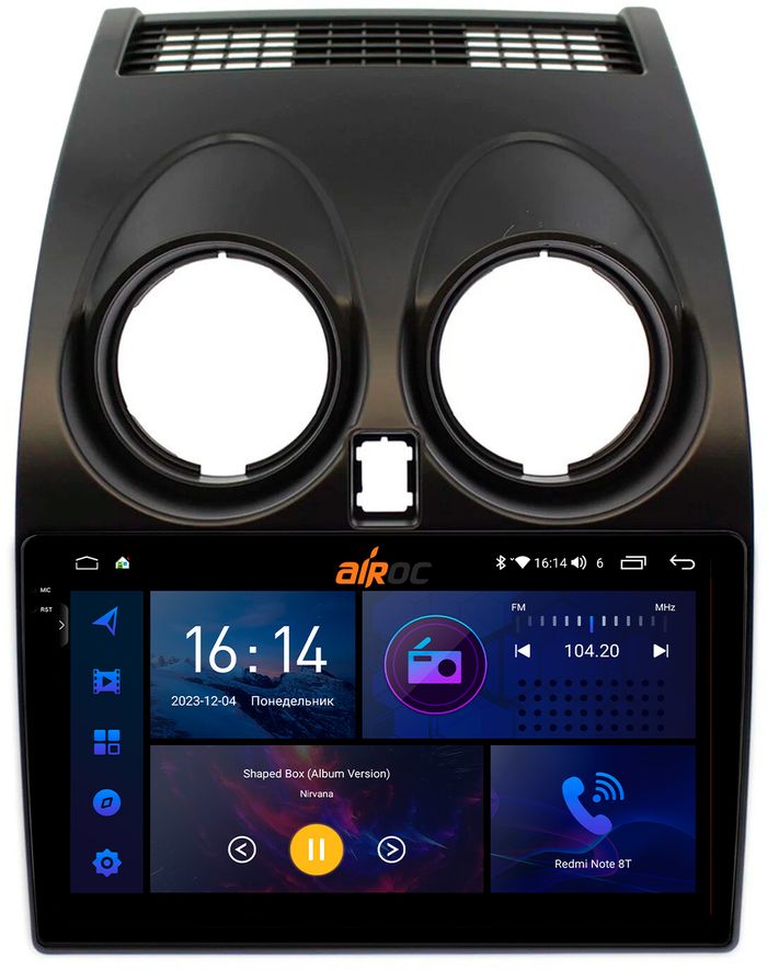 Магнитола для Nissan Qashqai J10 2006-2013, Dualis - AIROC 2K RI-1209 Android 12, Быстрая, QLed+2K, CarPlay, SIM-слот