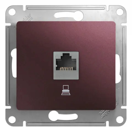 GLOSSA РОЗЕТКА компьютерная RJ45 кат.5Е, механизм, БАКЛАЖАНОВЫЙ