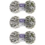 Пряжа Люблю вязать Мех / уп.3 мот. по 100 г, 55 м, 53 зелено-белый