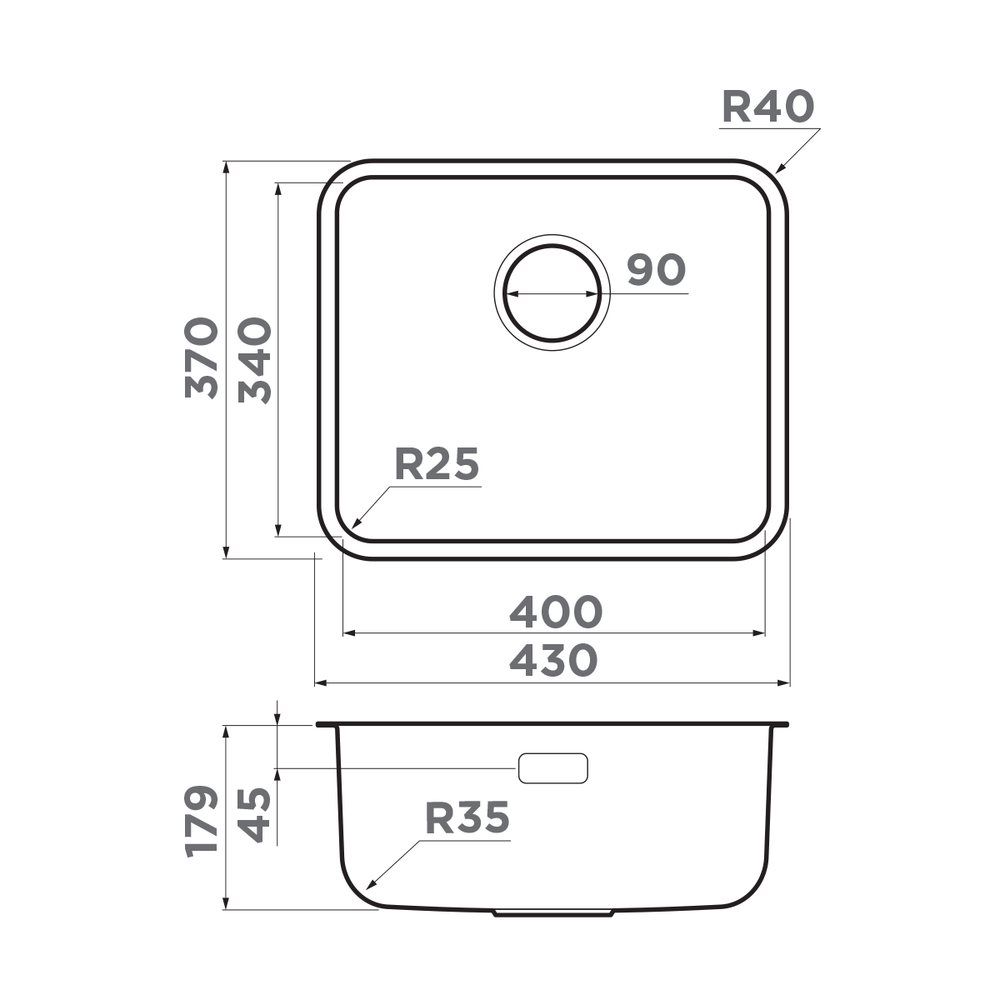 Мойка кухонная Omoikiri Omi 43-U/I Ultra Mini-GB нержавеющая сталь, графит
