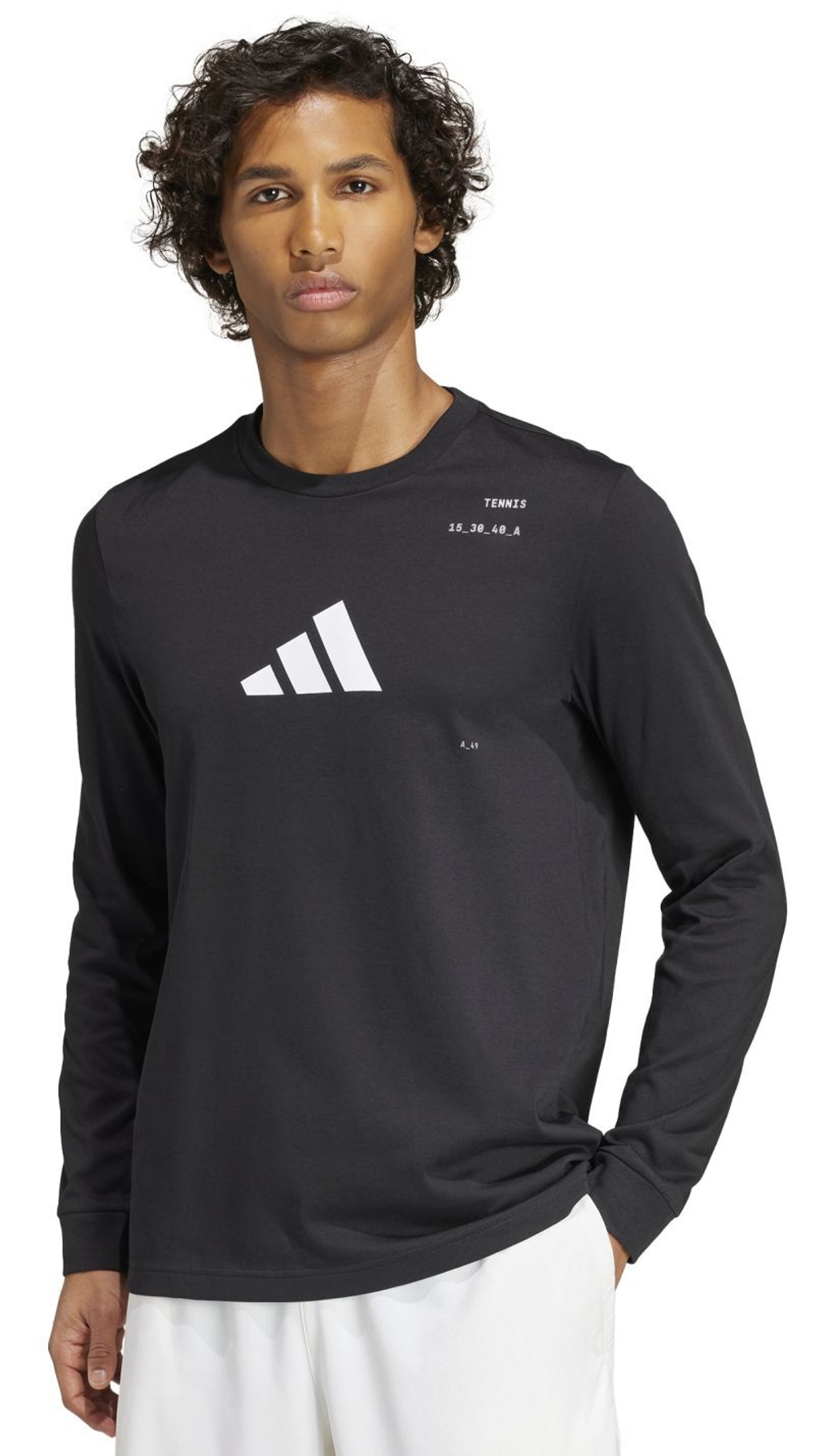 Мужская теннисная футболка теннисная Adidas Tennis Graphic Long Sleeve - черный