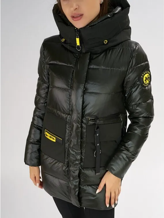 Куртка зимняя болотного цвета, размер 42