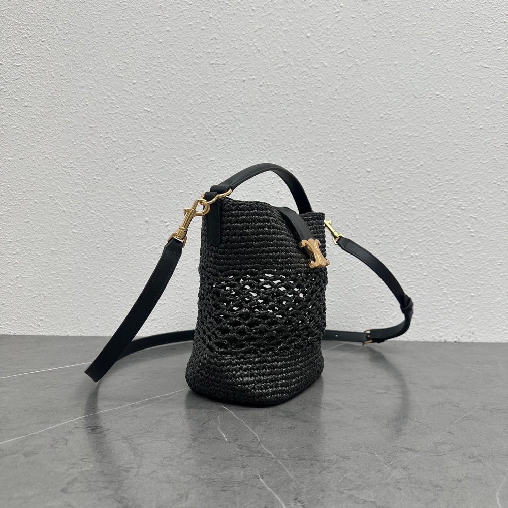 Сумка Celine Louise из рафии, чёрная — фото 3