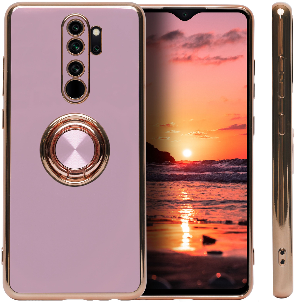 Стильный глянцевый чехол для XIAOMI REDMI NOTE 8 PRO с кольцом-подставкой и бархатной подкладкой