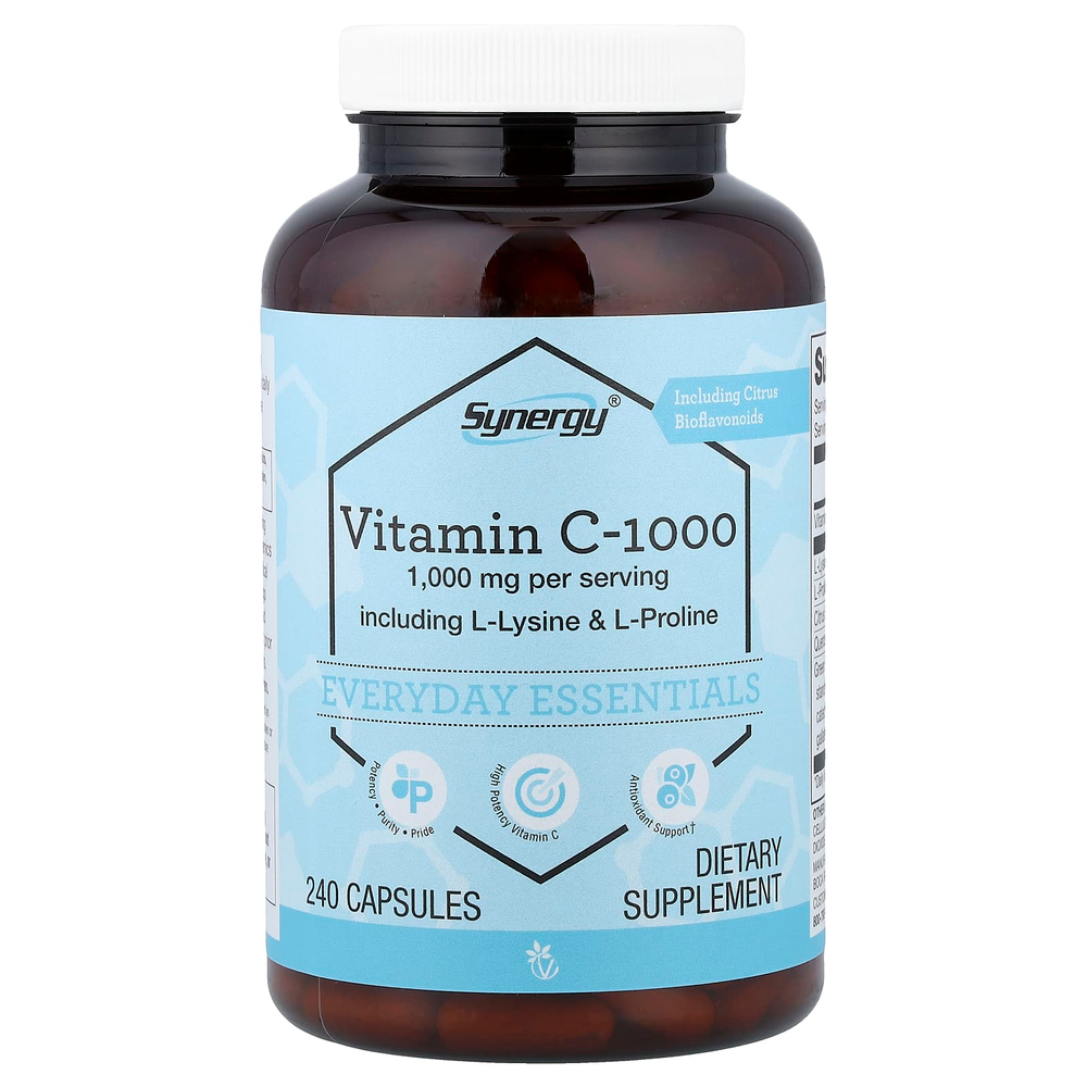 Vitacost, Synergy®, витамин C-1000, включая L-лизин и L-пролин, 240 капсул