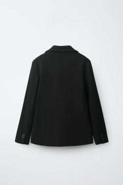 ZARA ОДНОТОННЫЙ КОСТЮМНЫЙ БЛЕЙЗЕР, ЧЕРНЫЙ