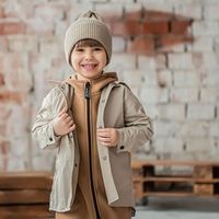 Шапка хлопковая однослойная с двойным отворотом "Беж"
