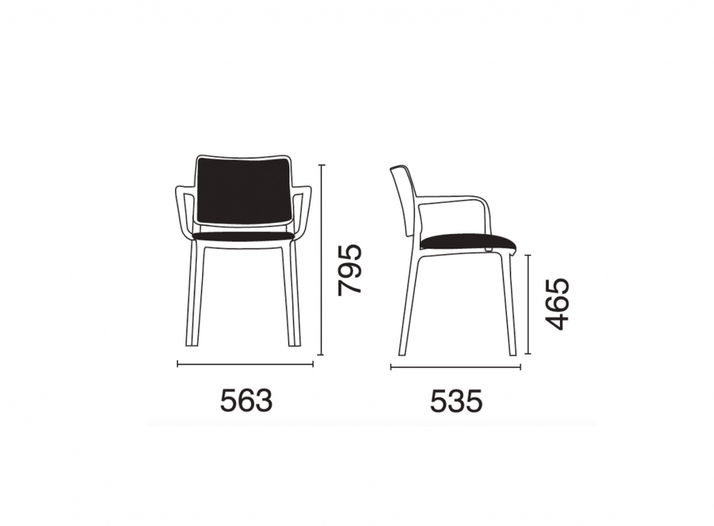 Кресло пластиковое с обивкой Papatya Joy-K Soft Seat & Back