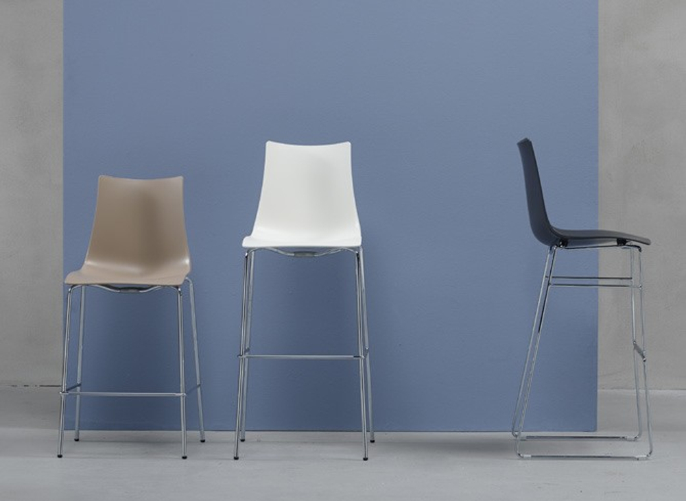 Стул полубарный пластиковый Scab Design Zebra Technopolymer, хром, тортора
