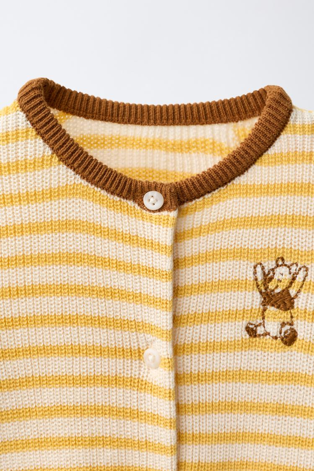 ZARA ТРИКОТАЖНЫЙ КОМБИНЕЗОН В ПОЛОСКУ WINNIE THE POOH © DISNEY, ЭКРЮ/ЖЕЛТЫЙ