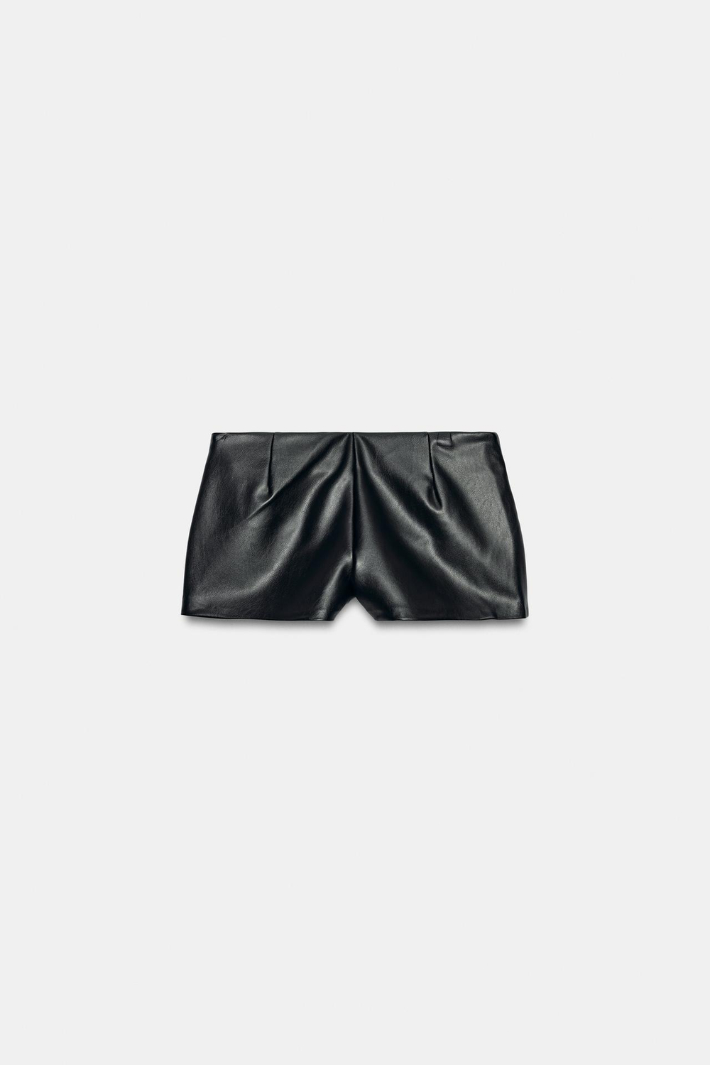 ZARA МИНИ-ШОРТЫ ИЗ ИСКУССТВЕННОЙ КОЖИ С ПУГОВИЦАМИ, ЧЕРНЫЙ