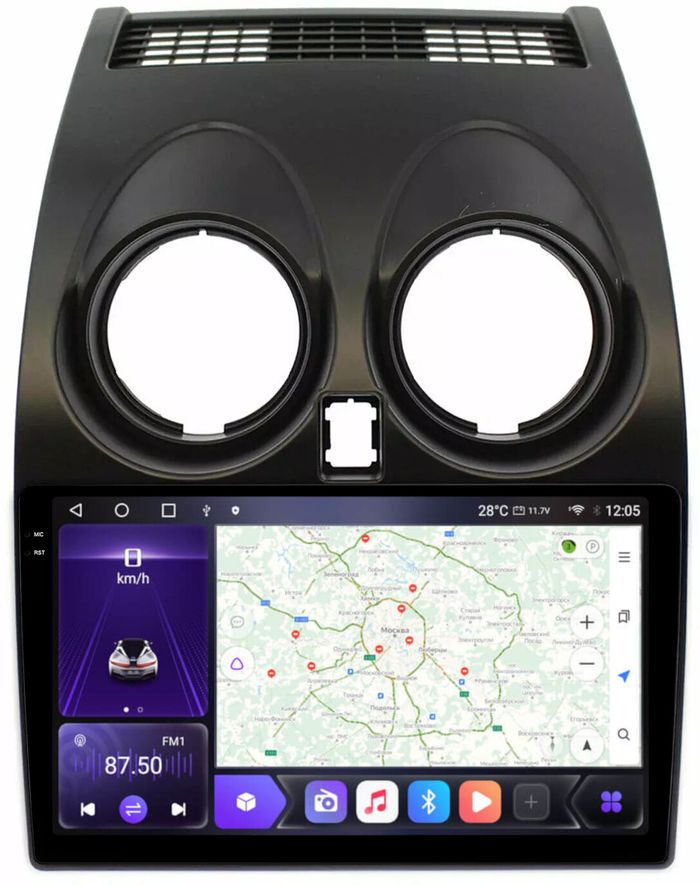 Магнитола для Nissan Qashqai J10 2006-2013, Dualis - Kuberg OL-9662 QLed+2K, Android 12, Быстрая, CarPlay, 4G SIM-слот