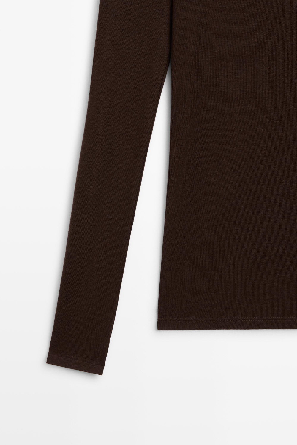 Massimo Dutti Футболка с длинными рукавами в бельевом стиле, коричневый