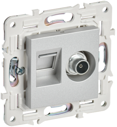 SKANDY Розетка двойная TV+RJ45 кат.5E SK-A14S серебряный IEK