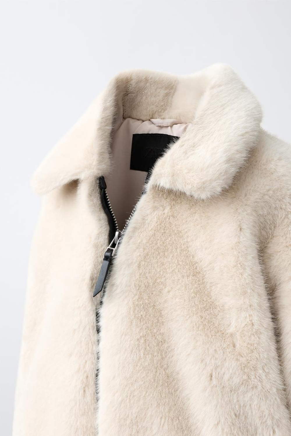 ZARA КУРТКА ИЗ ИСКУССТВЕННОГО МЕХА, ЭКРЮ