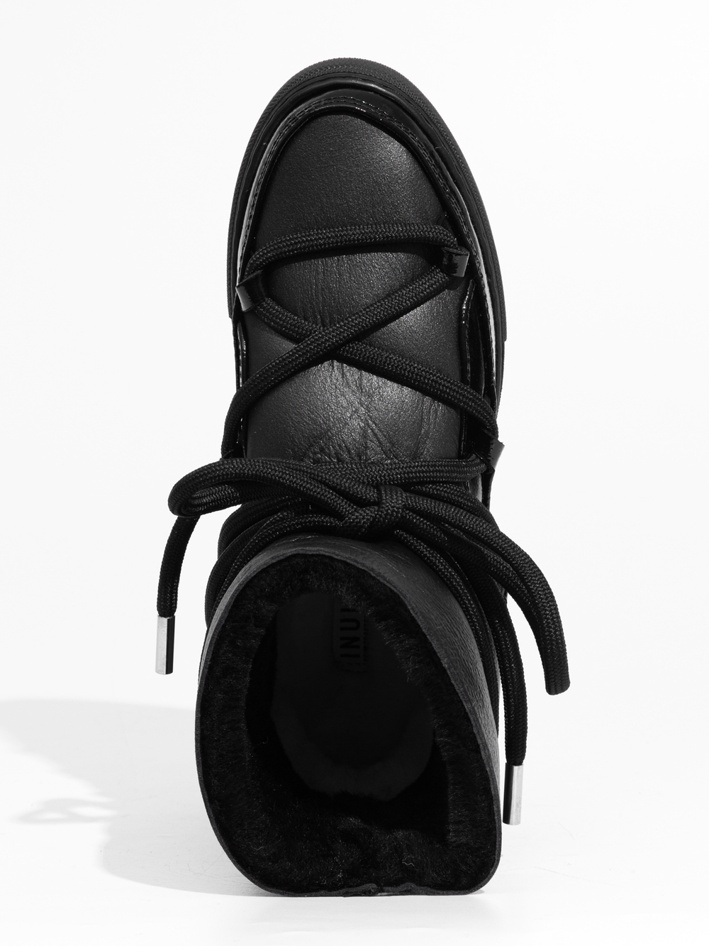 Высокие комбинированные кеды INUIKII Sneaker Gloss Black на меху