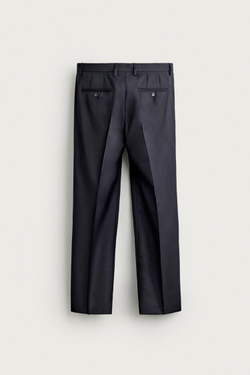 ZARA КОСТЮМНЫЕ БРЮКИ ИЗ 100% ШЕРСТИ, МОРСКОЙ СИНИЙ