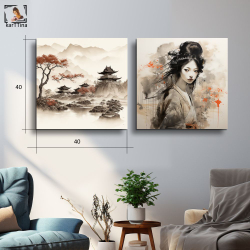 Картина модульная "Она самурай", 80 см х 40 см