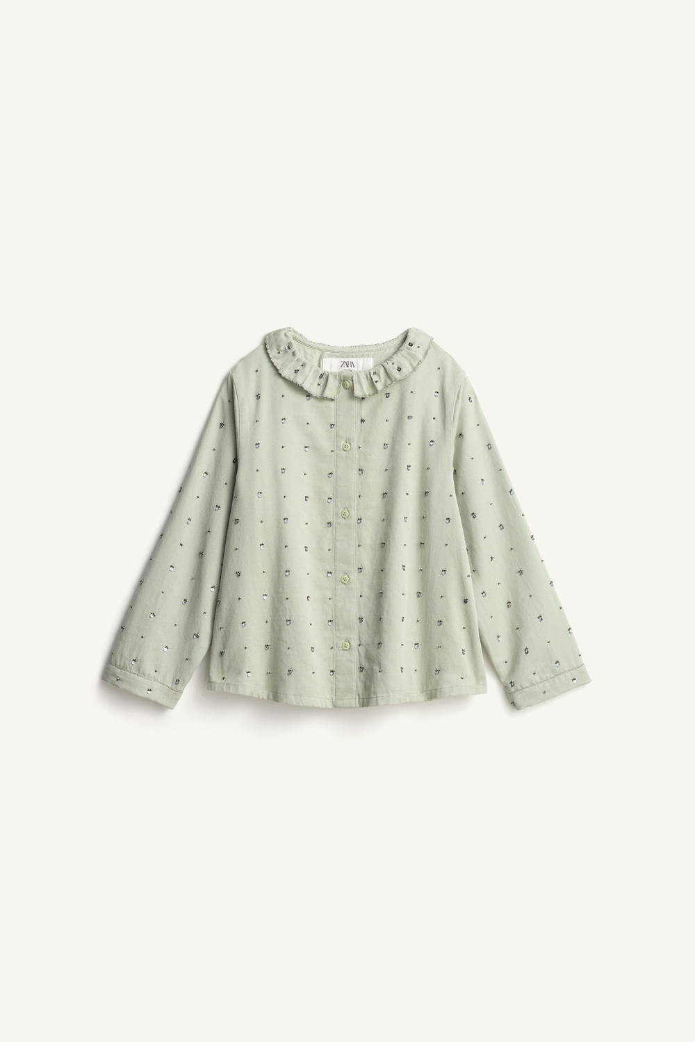ZARA РУБАШКА С ПАЙЕТКАМИ - LIMITED EDITION, ЦВЕТ МОРСКОЙ ВОЛНЫ