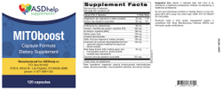 MITOboost — этикетка (Supplement Facts)