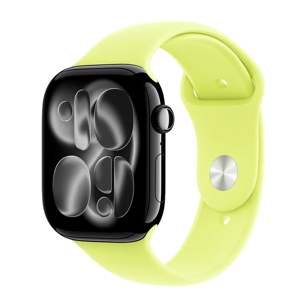 Умные часы Apple Watch Series 11 GPS, 46mm, Jet Black Aluminium Case with Neon Yellow Sport Band, M/L