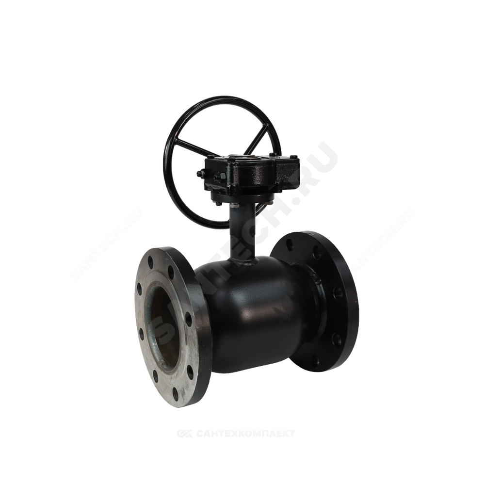 Кран шаровой сталь 09Г2С Ballomax КШТ 61.103 Ду 150 Ру25 фл L=350мм с редуктором BROEN КШТ 61.103.150.Р.25