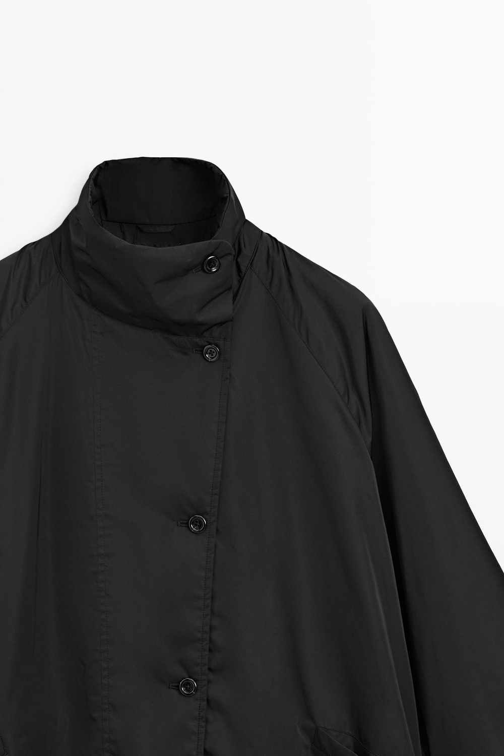 Massimo Dutti Стеганая куртка с высоким воротником, черный