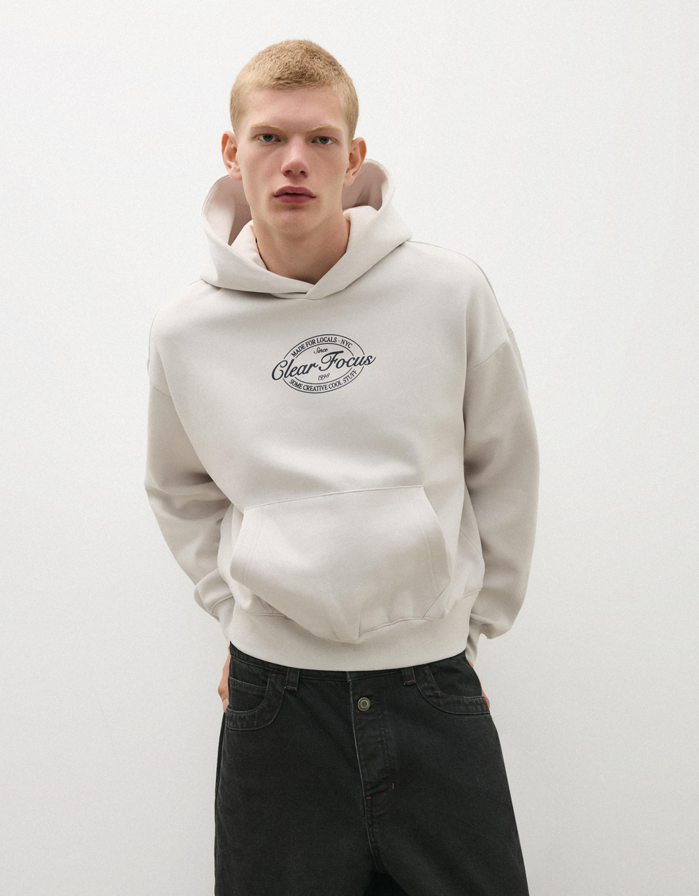 Мужское худи с принтом, арт. 3370/190 - BERSHKA