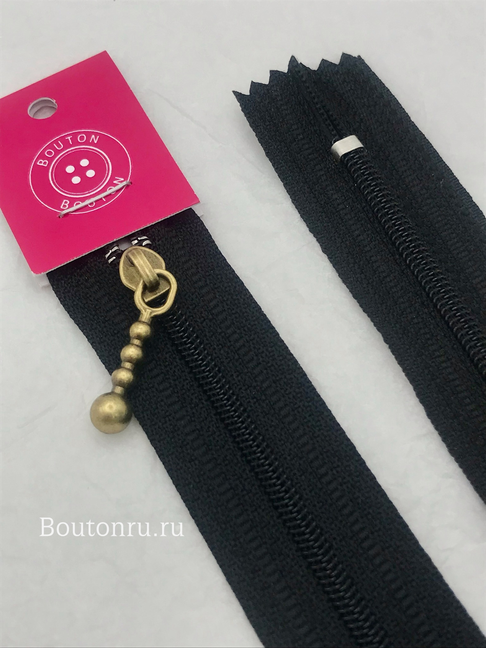 Молния черная бронзовый замок