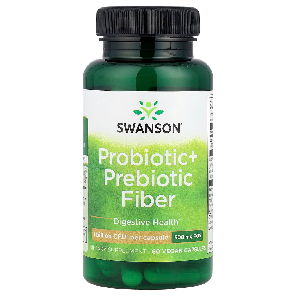 Swanson Vitamins, пробиотик и пребиотическая клетчатка, 60 веганских капсул