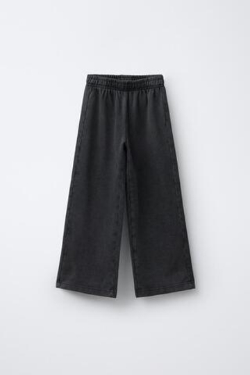 ZARA БРЮКИ WIDE LEG С ЭФФЕКТОМ ПОТЕРТОСТИ, СЕРЫЙ