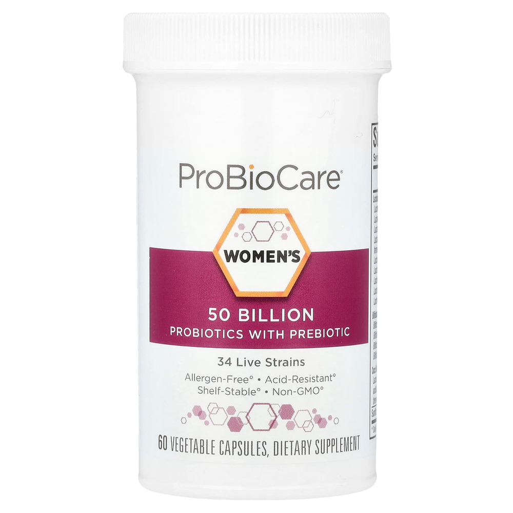 ProBioCare, Пробиотики для женщин с пребиотиками, 50 млрд, 60 растительных капсул