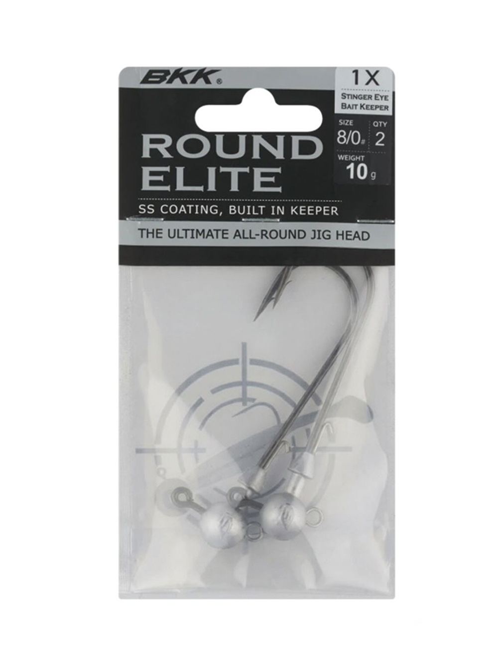 Джиг-головка для рыбалки BKK Round Elite-Stinger Eye Bait Keeper, размер крючка 8/0, вес 10г, 2 шт.