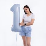 Шар (40''/102 см) Цифра, 1 Slim, Небесный, 1 шт. в уп.
