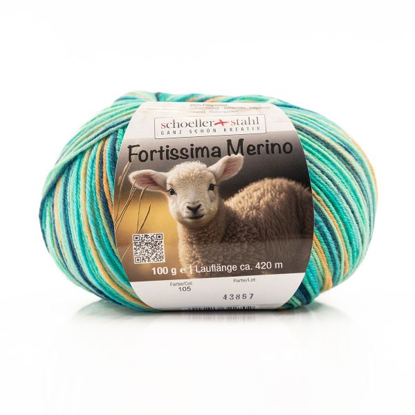 Пряжа Austermann (Аустерманн) Fortissima Merino 4-fach / уп.5 мот. по 100 г, 420 м, 93042-0105