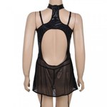 Платье кожаное с пажиками для чулок Ohyeah с кружевом +стринги, XL-2XL