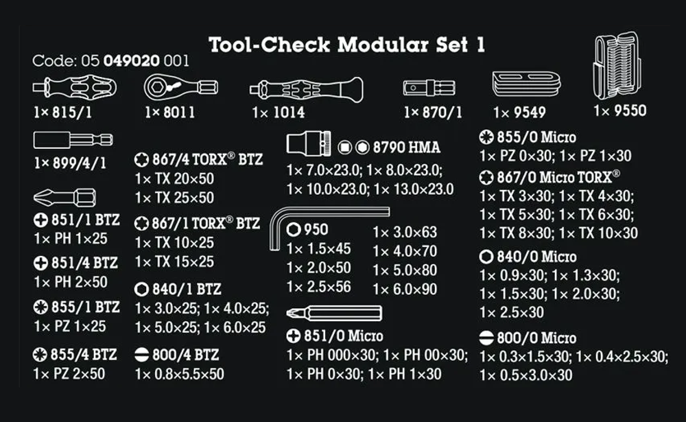 АКЦИЯ ДЕШЕВЛЕ 2026! Набор 50 шт Wera Tool-Check Modular Set 1, Биты и головки с трещоткой и отвёртками битодержателями в боксе WE-049020