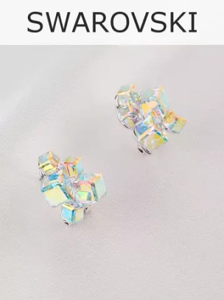 Серьги гроздья Мираж с кубиками-хамелеонами Swarovski