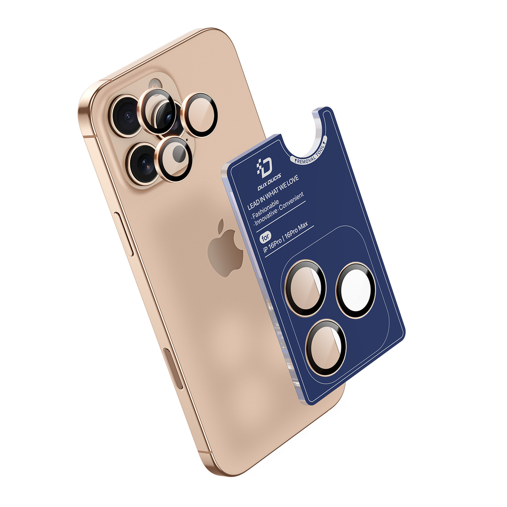 Защитное стекло на камеры с серыми (Natural Titanium) рамками из алюминия для iPhone 16 Pro и 16 Pro Max, серия HAWK Series Camera Lens Protector