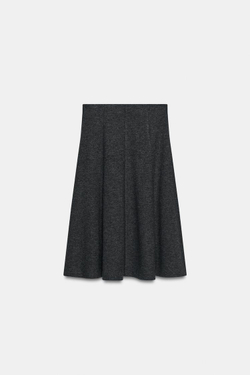ZARA ЮБКА МИДИ С ВОЛАНАМИ, МЯГКИЙ СЕРЫЙ