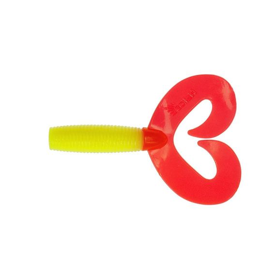 Твистер Helios Credo Double Tail 3,54"/9 см Acid lemon &amp; Red 5шт. (HS-28-029)