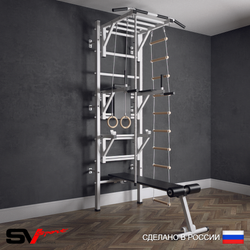 Шведская стенка Sv Sport (Турник рукоход/Брусья/Стойка/Скамья/Канат/Кольца/Лестница)