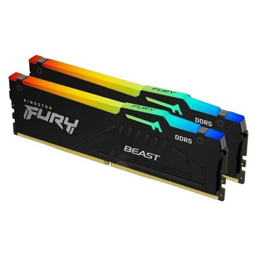 Модуль памяти DIMM DDR5 32Gb, 6400Mhz, 2x16Gb, Kingston FURY Beast RGB (KF564C32BBEAK2-32)