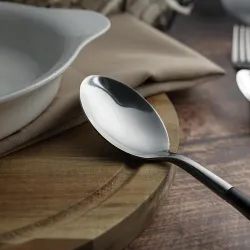 Ложка столовая 20,5 см ручка черный пластик Grazia P.L. Proff Cuisine [12]