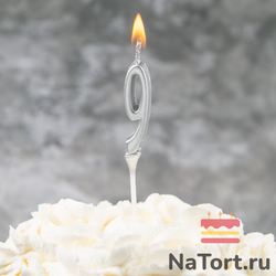 Свеча для торта мини, цифра 9 (серебро, 4,5 см)