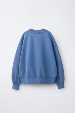 ZARA ОДНОТОННАЯ ТОЛСТОВКА С ЛОГОТИПОМ, СИНИЙ/БЕЛЫЙ