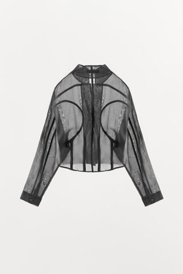 ZARA РУБАШКА-КОРСЕТ ZW COLLECTION, ТЕМНО-СЕРЫЙ