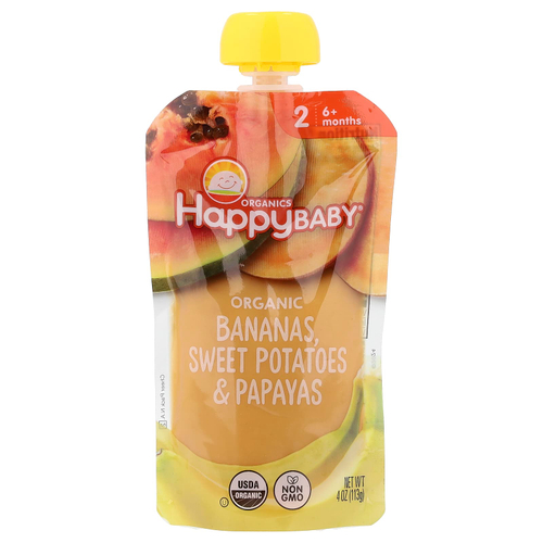 Happy Family Organics, Happy Baby®, органическое детское питание, для детей от 6 месяцев, бананы, батат и папайя, 113 г (4 унции)